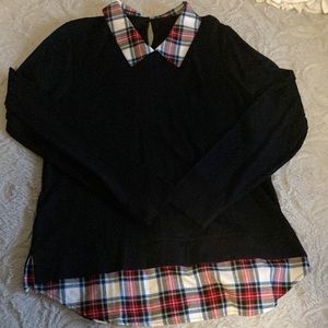 J.Crew sweater with plaid accent